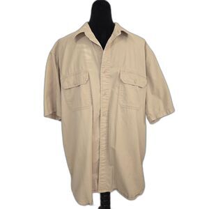 Eddie Bauer Men's Northwest Twill Short Sleeve Button Down Khaki Top Size L